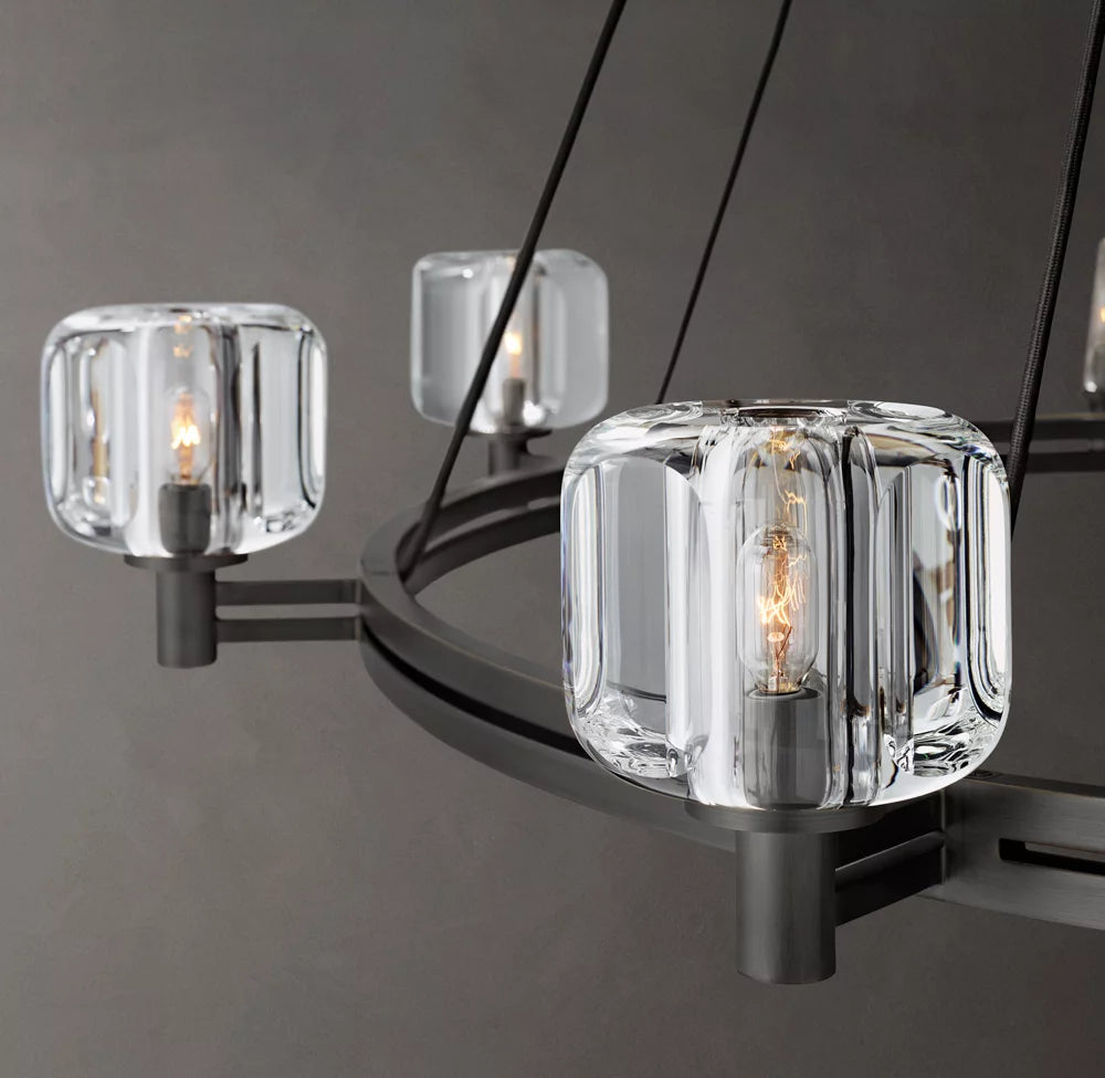 Cast Crystal Grand Halo Chandelier