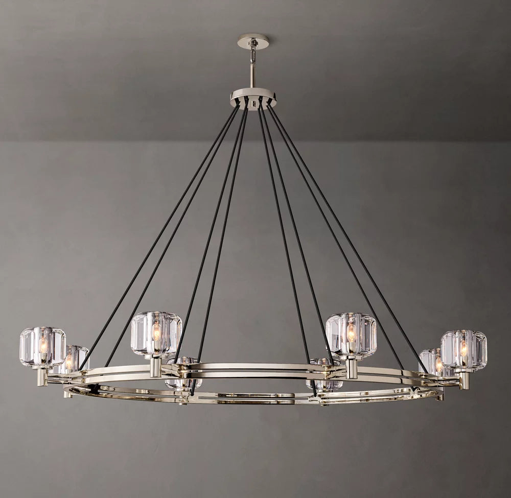 Cast Crystal Grand Halo Chandelier