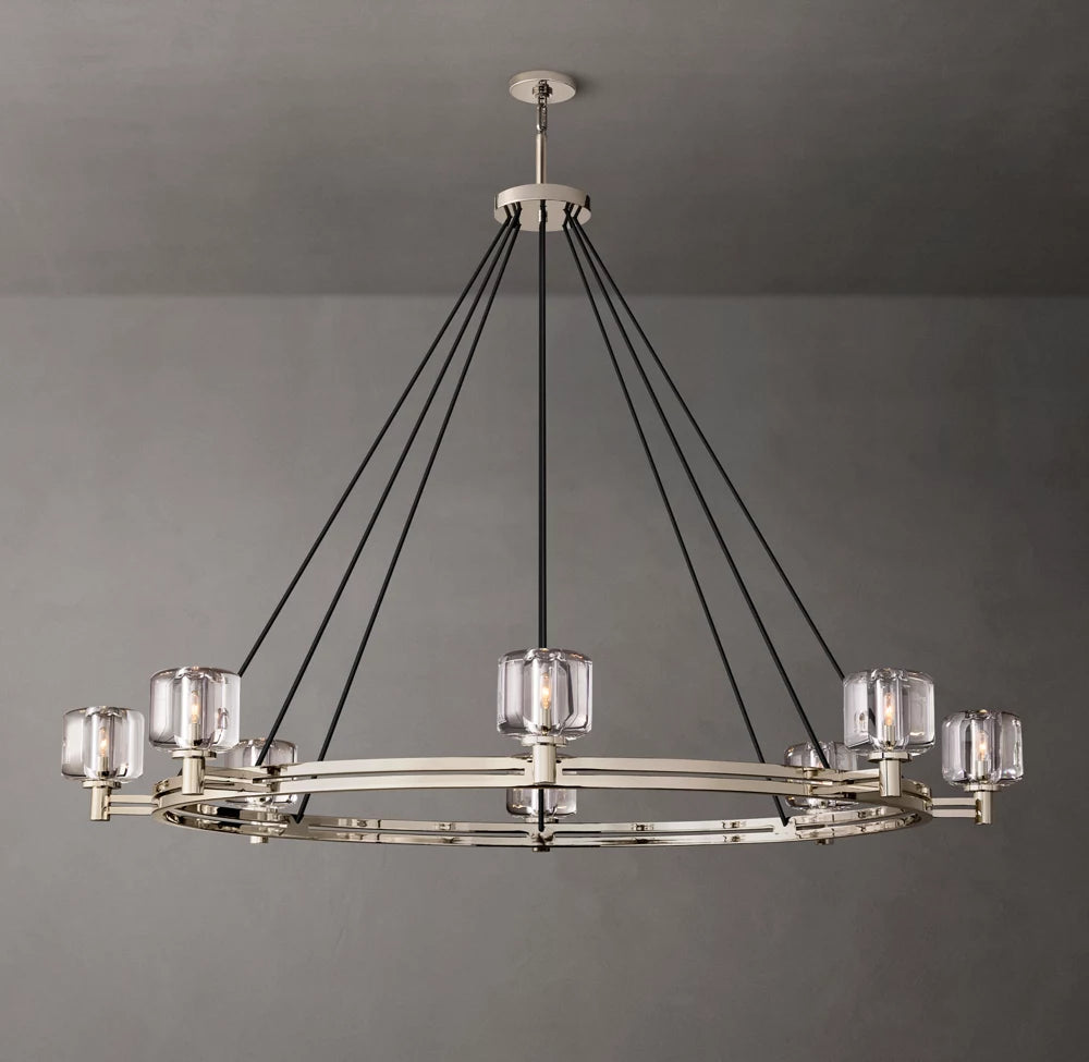 Cast Crystal Grand Halo Chandelier