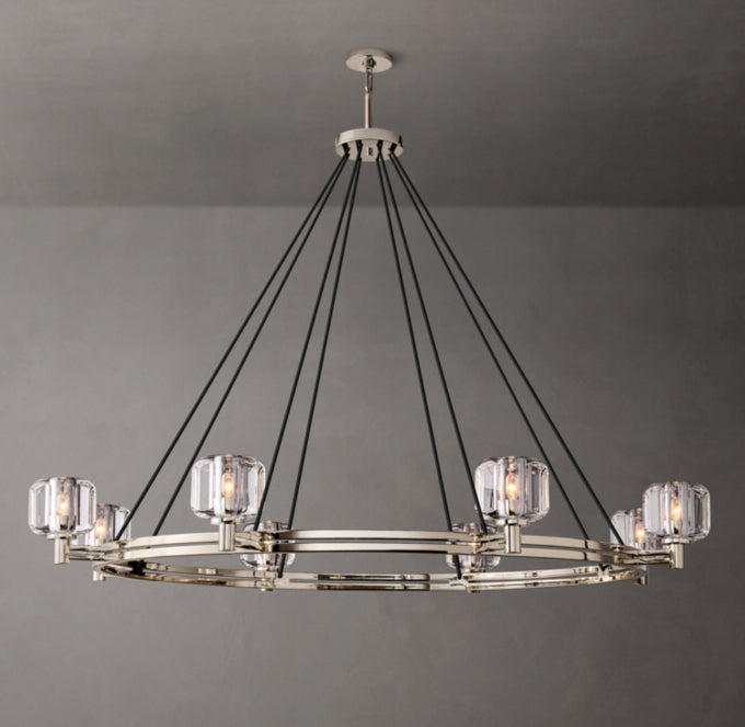 Cast Crystal Grand Halo Chandelier