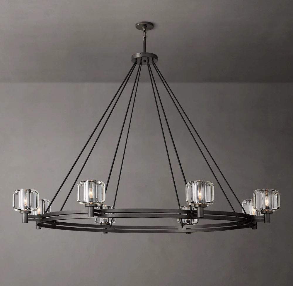 Cast Crystal Grand Halo Chandelier