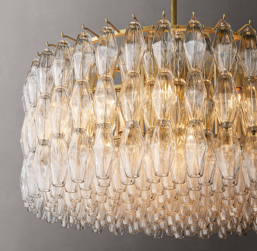Clear Blown Glass Drum Chandelier