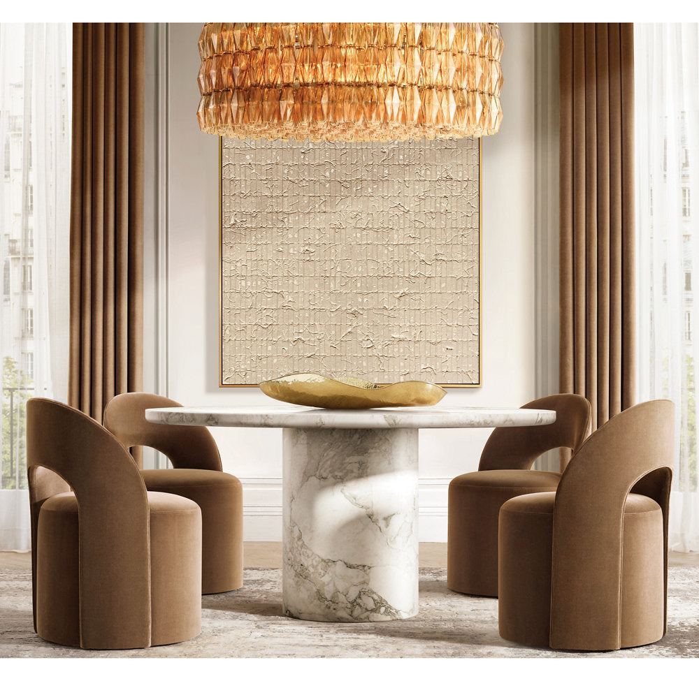 Clear Blown Glass Drum Chandelier