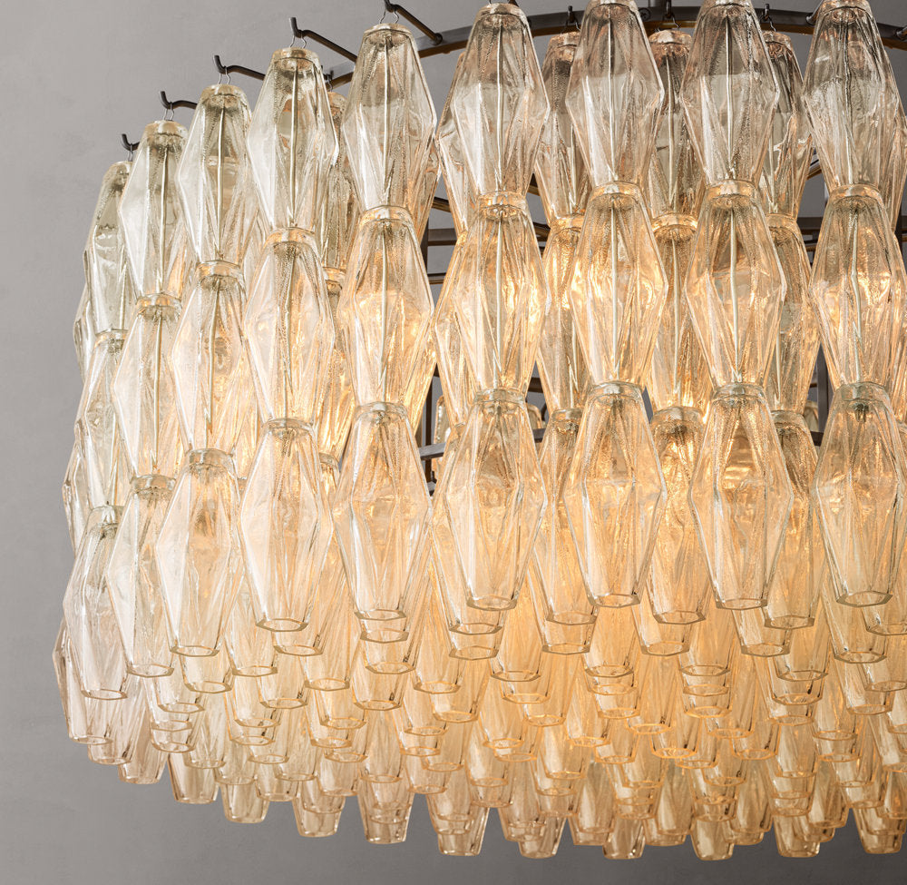 Clear Blown Glass Drum Chandelier