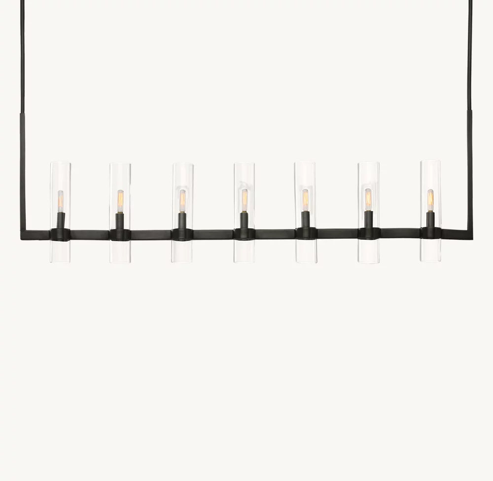 Clear Blown Glass Gallery Chandelier