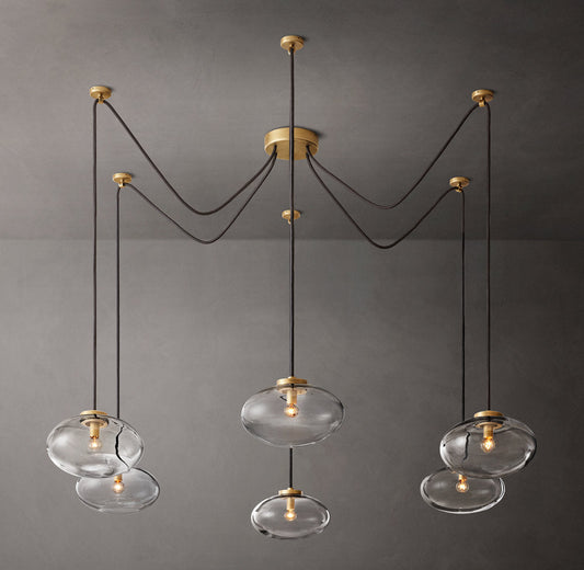 Clear Blown Glass Globe Suspension Chandelier