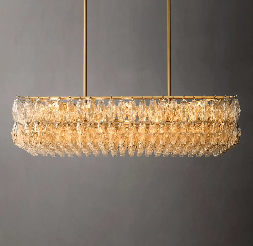 Clear Blown Glass Island Cascade Chandelier