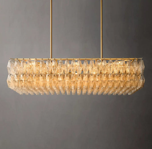 Clear Blown Glass Island Cascade Chandelier
