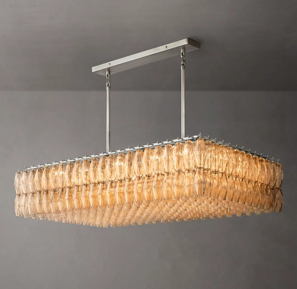 Clear Blown Glass Island Cascade Chandelier