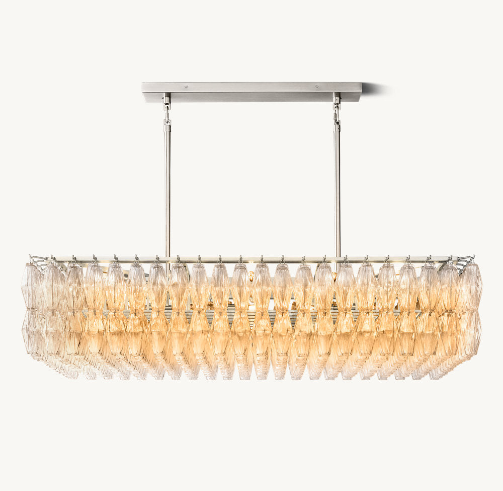 Clear Blown Glass Island Cascade Chandelier