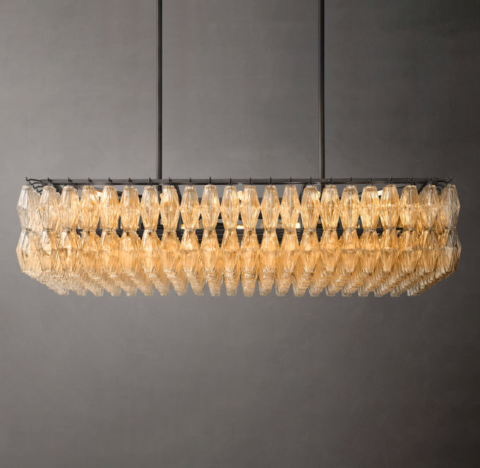 Clear Blown Glass Island Cascade Chandelier