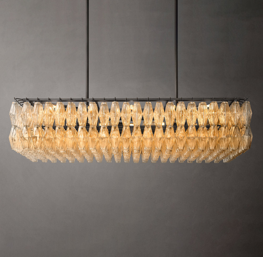 Clear Blown Glass Island Cascade Chandelier