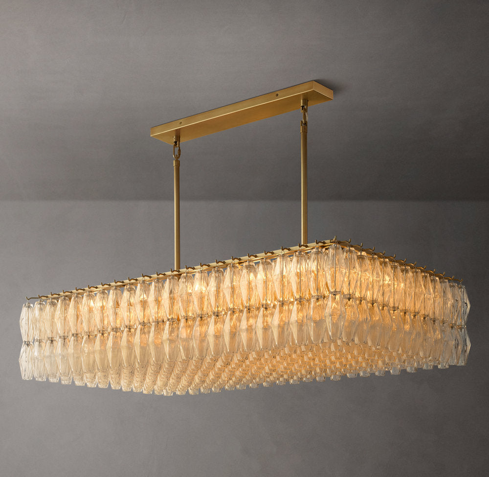 Clear Blown Glass Island Cascade Chandelier