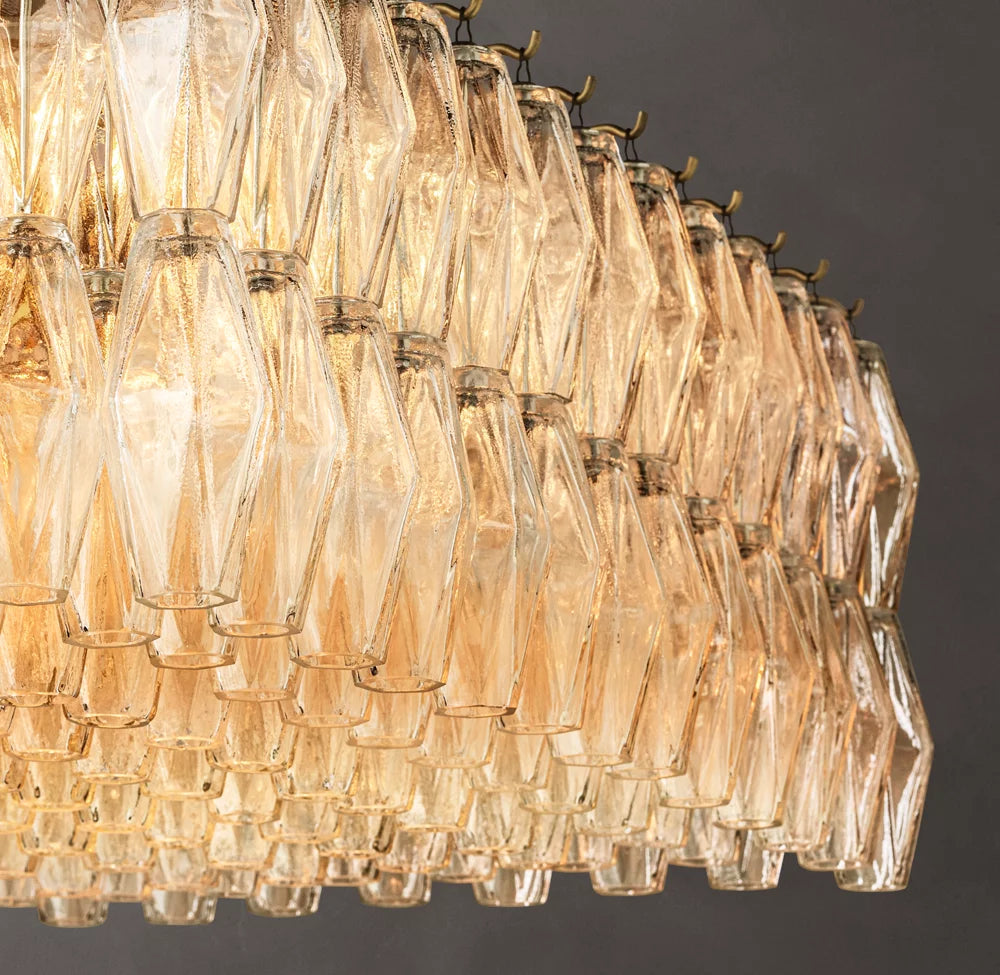 Clear Blown Glass Island Cascade Chandelier