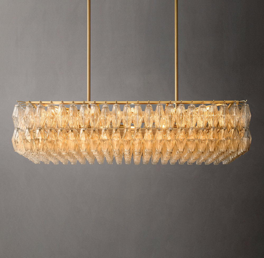Clear Blown Glass Island Cascade Chandelier