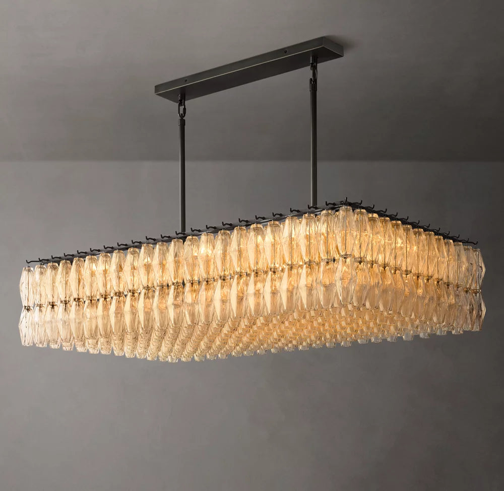 Clear Blown Glass Island Cascade Chandelier