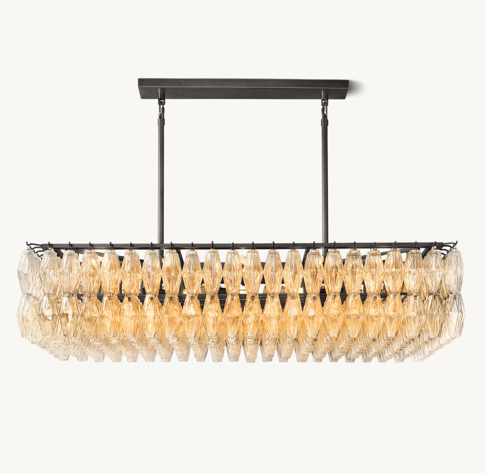 Clear Blown Glass Island Cascade Chandelier