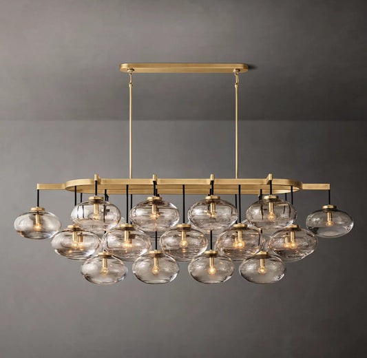 Clear Blown Glass Linear Cascade Chandelier