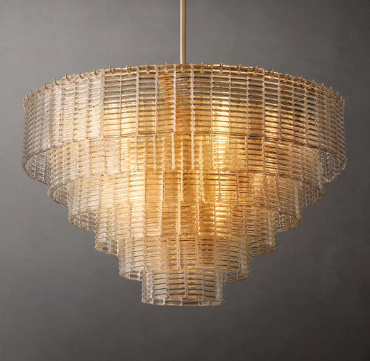 Clear Cast Glass Panel Chandelier