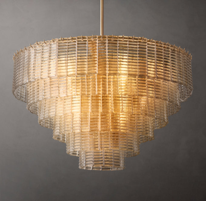 Clear Cast Glass Panel Chandelier