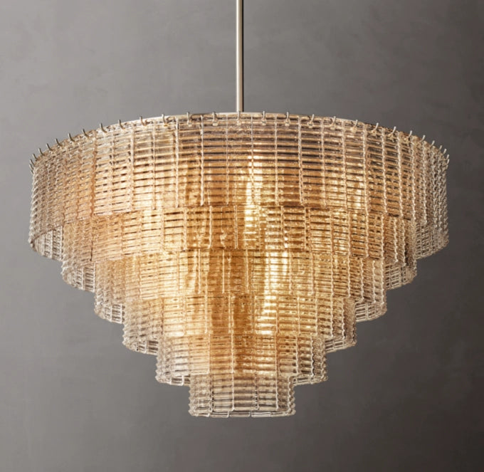Clear Cast Glass Panel Chandelier