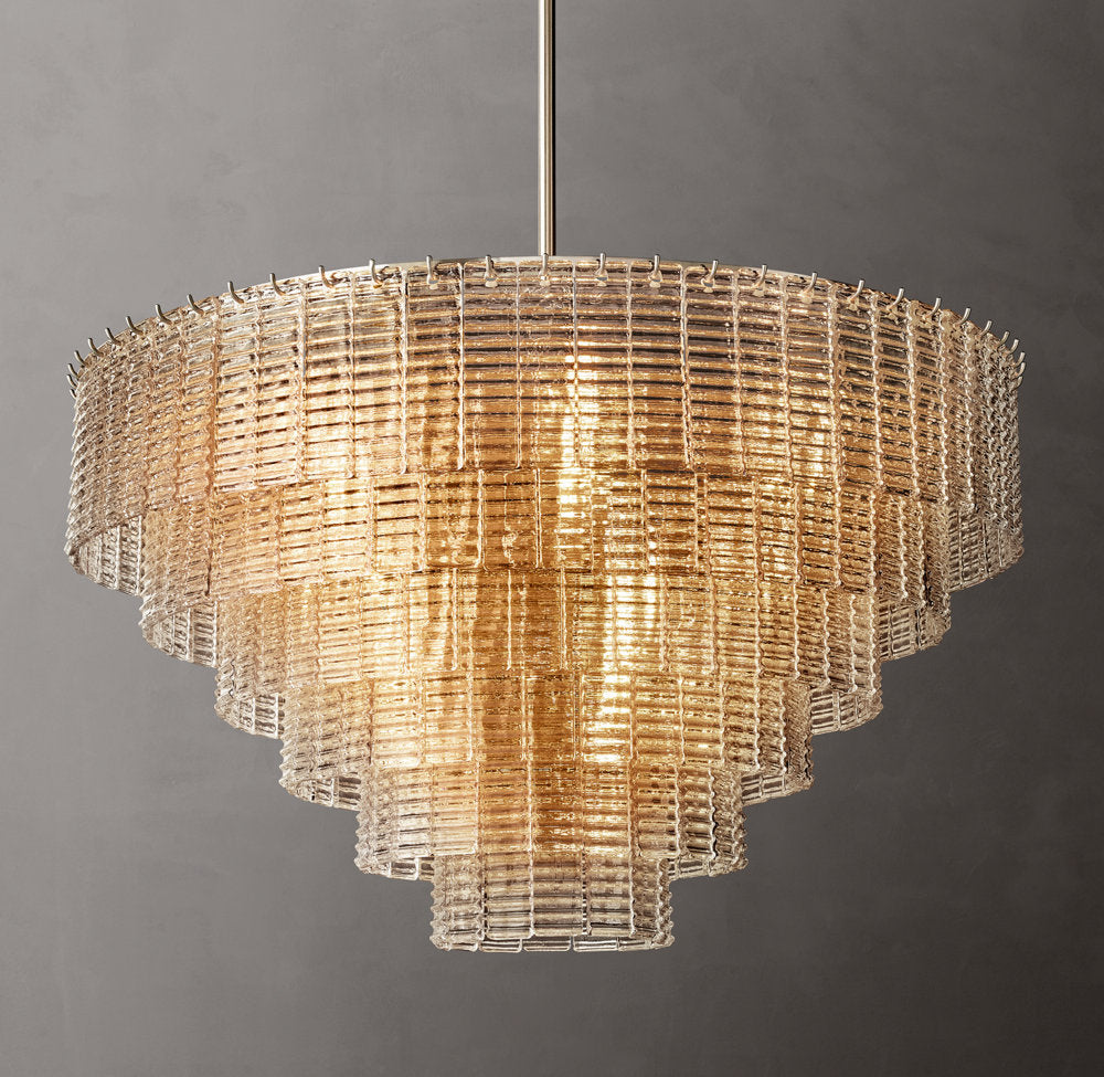 Clear Cast Glass Panel Chandelier