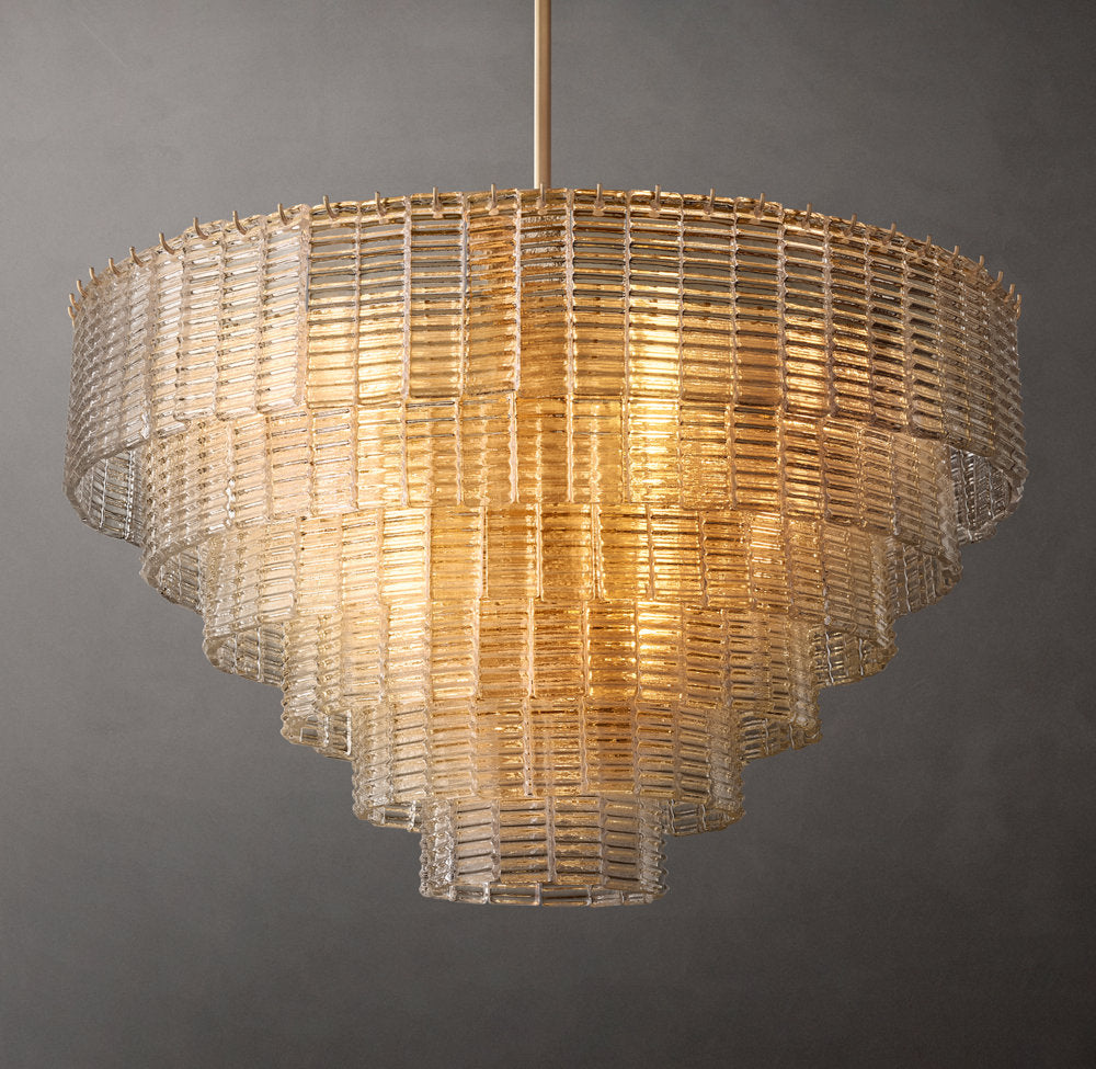 Clear Cast Glass Panel Chandelier