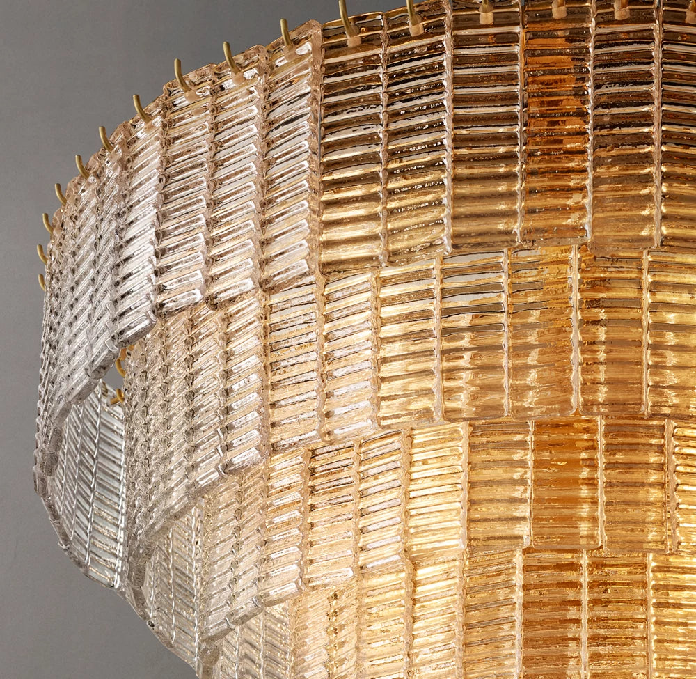 Clear Cast Glass Panel Chandelier