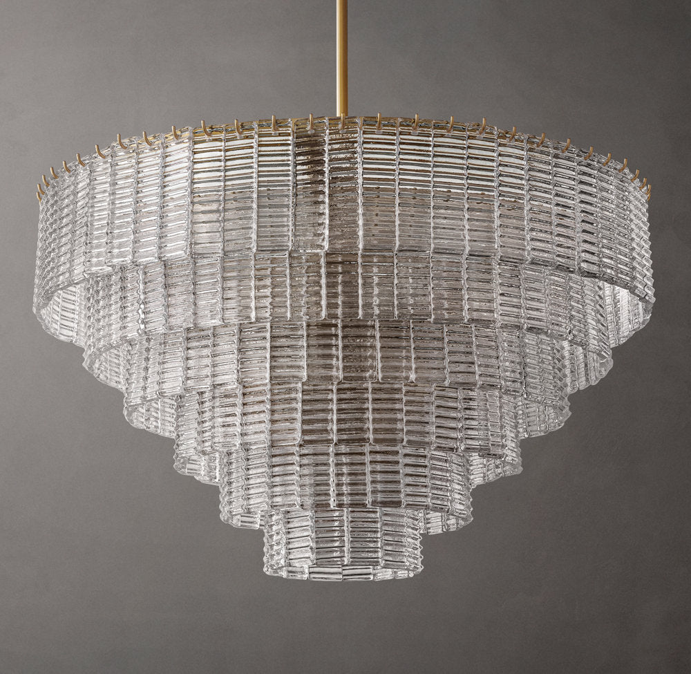 Clear Cast Glass Panel Chandelier