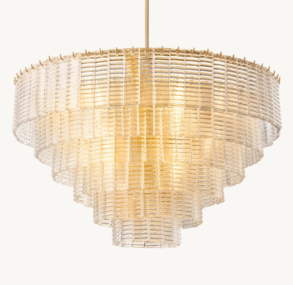 Clear Cast Glass Panel Chandelier