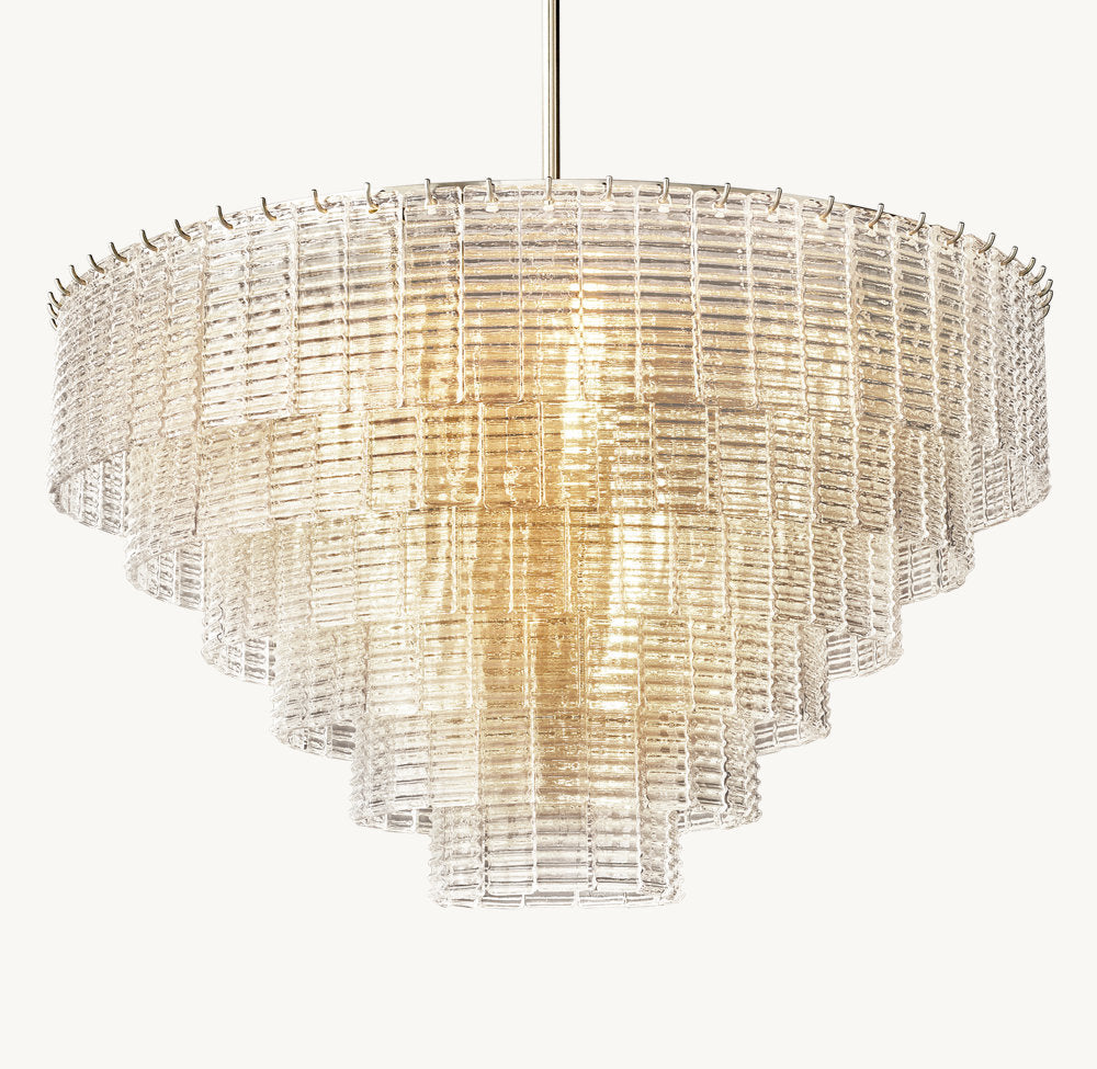 Clear Cast Glass Panel Chandelier