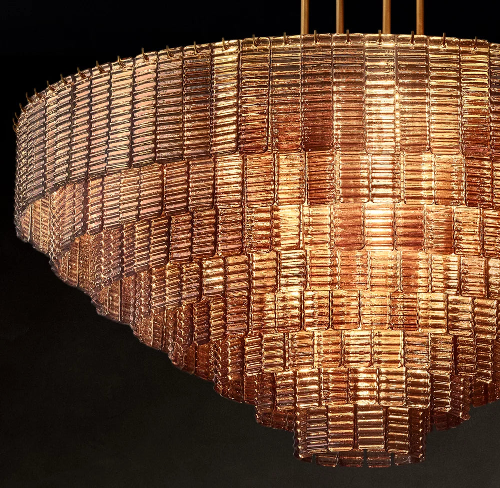 Clear Cast Glass Panel Chandelier