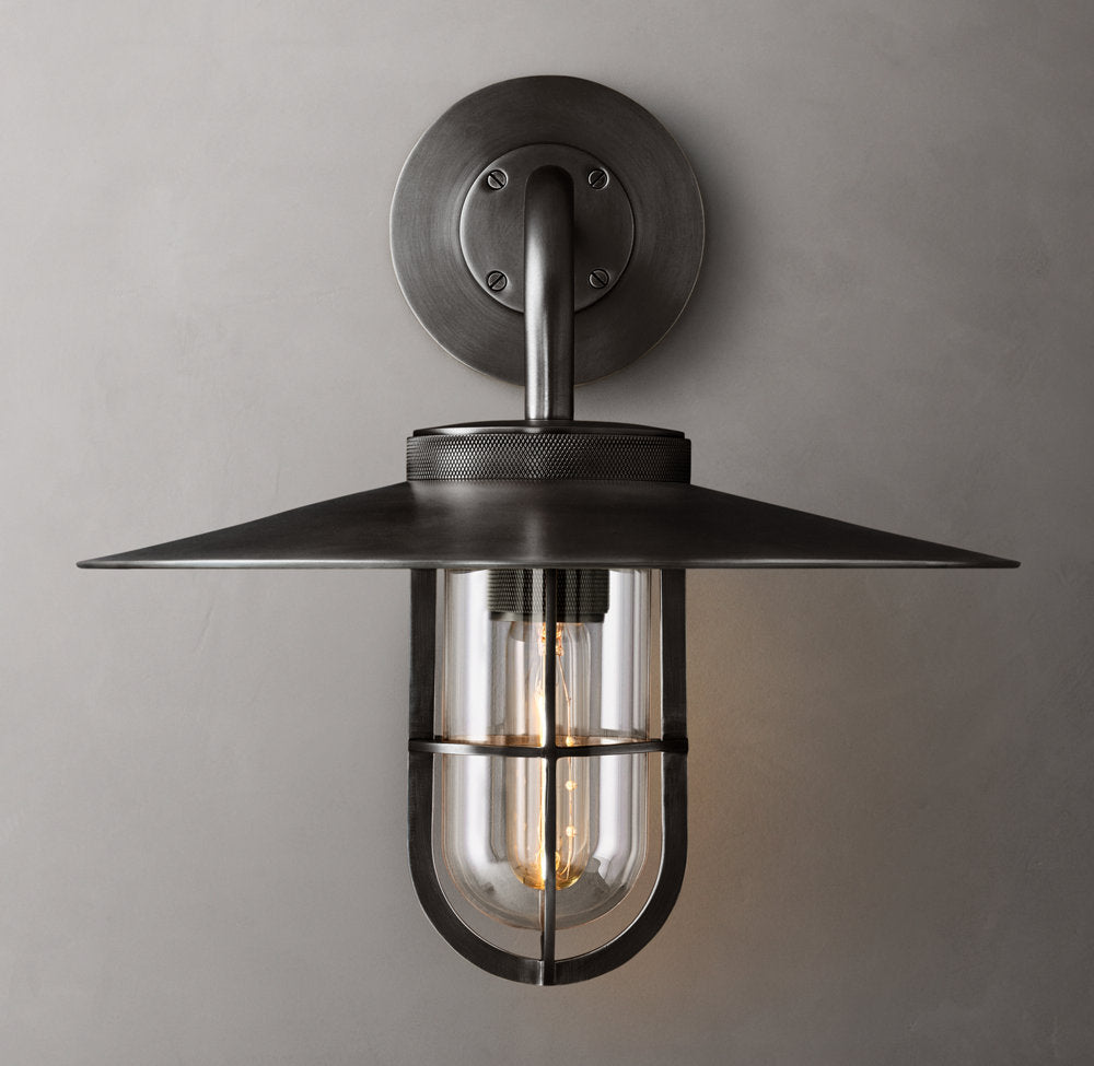 Clear Glass Aluminum Barn Sconce