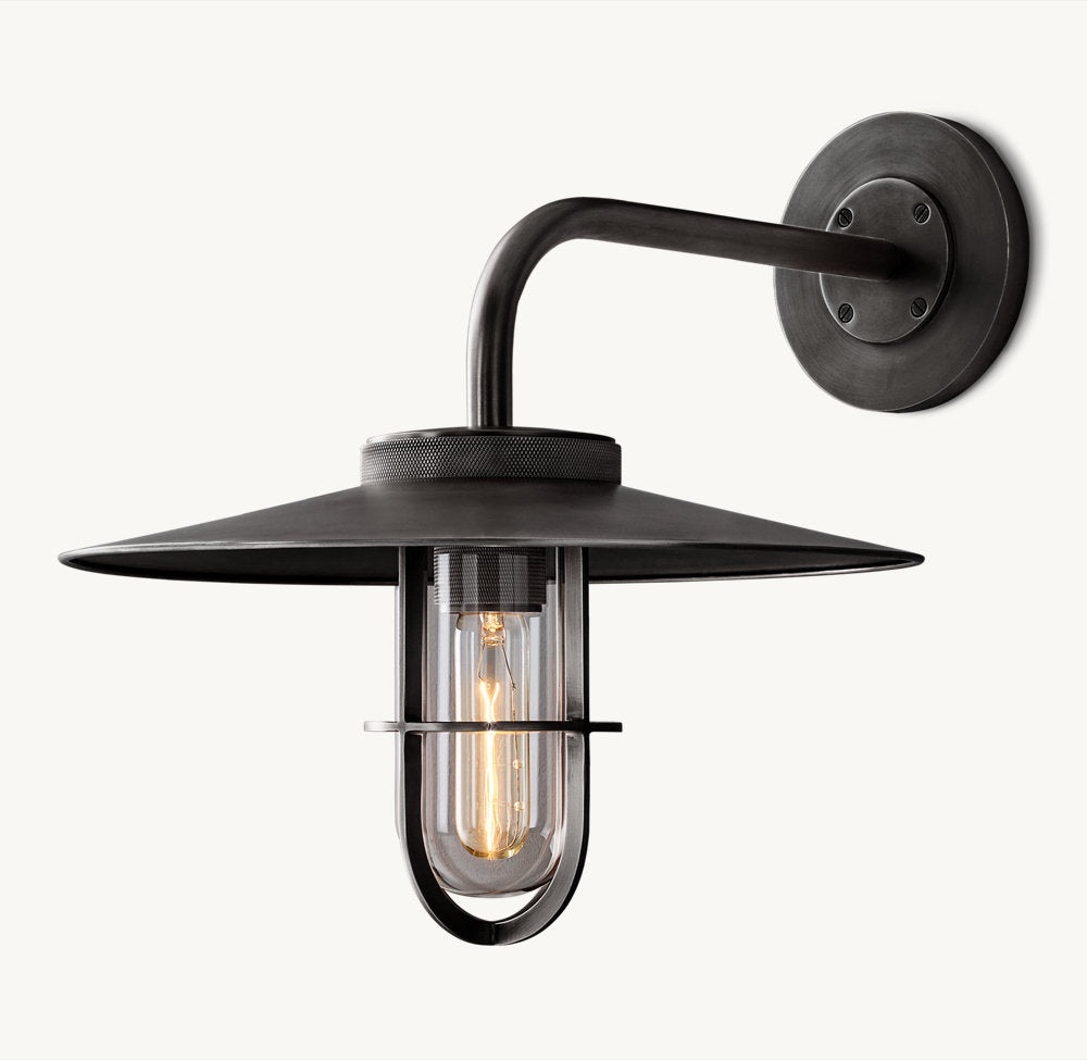Clear Glass Aluminum Barn Sconce