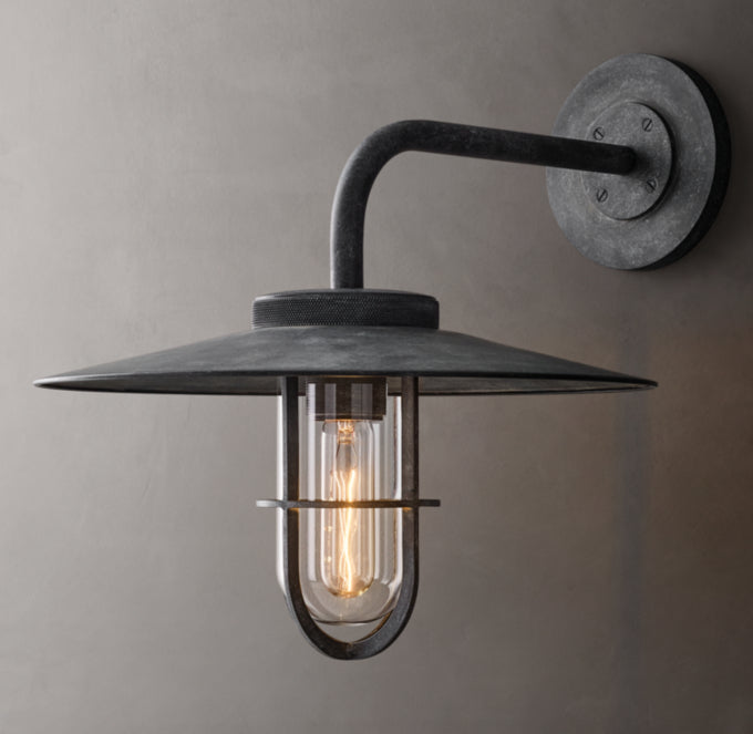 Clear Glass Aluminum Barn Sconce