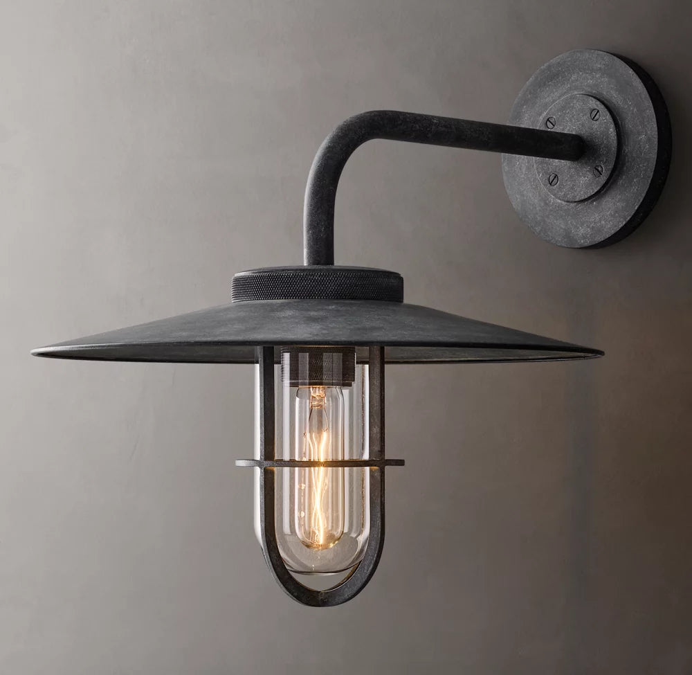 Clear Glass Aluminum Barn Sconce