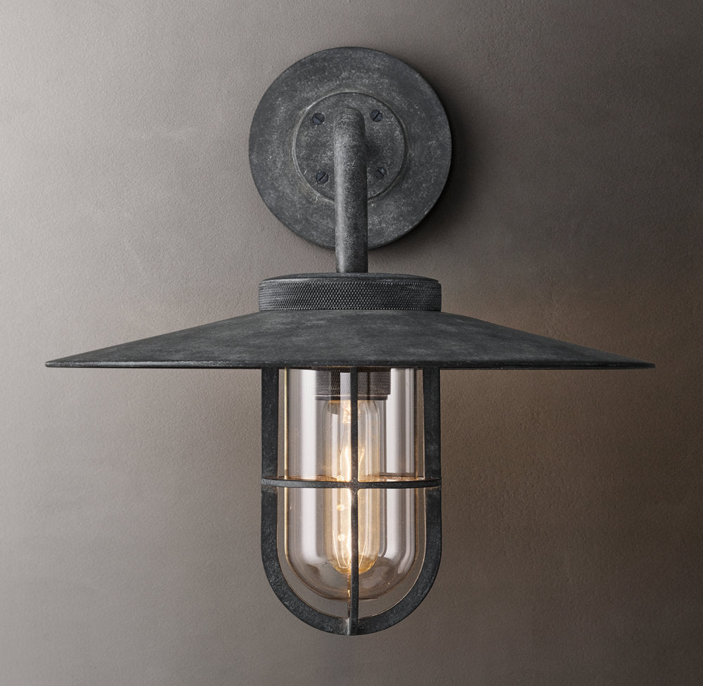 Clear Glass Aluminum Barn Sconce