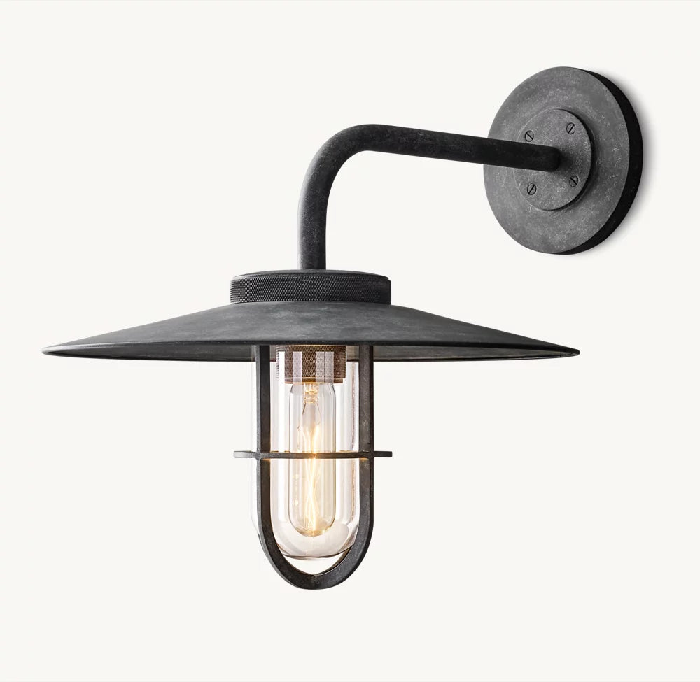 Clear Glass Aluminum Barn Sconce