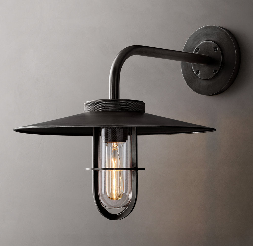 Clear Glass Aluminum Barn Sconce