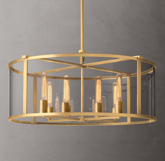 Clear Glass Architectural Drum Chandelier