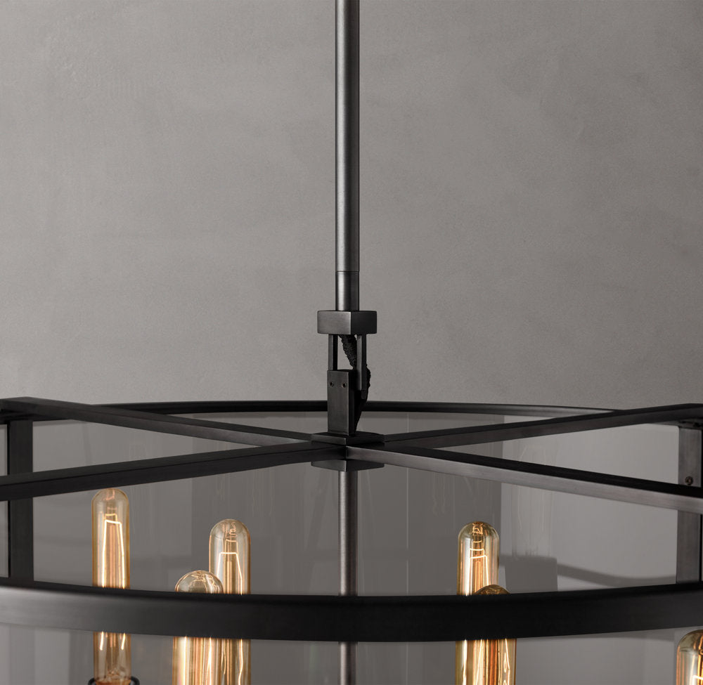 Clear Glass Architectural Drum Chandelier