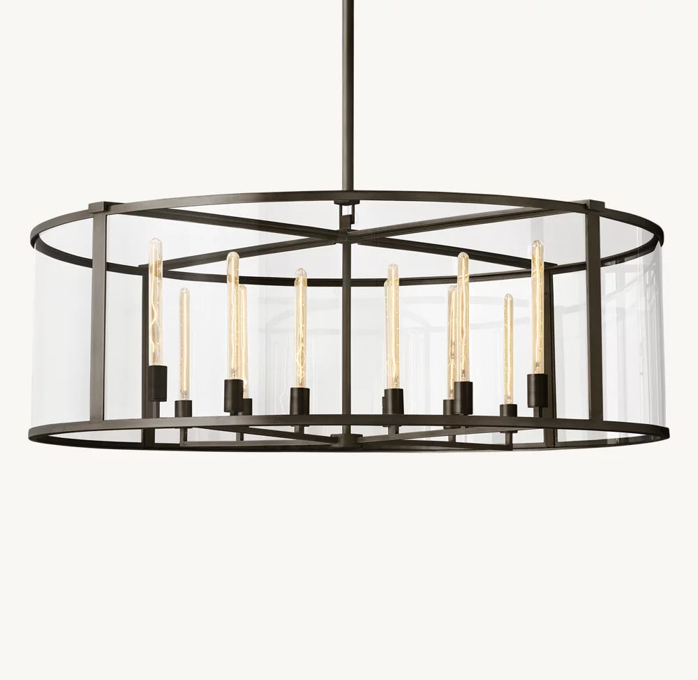 Clear Glass Architectural Ring Chandelier