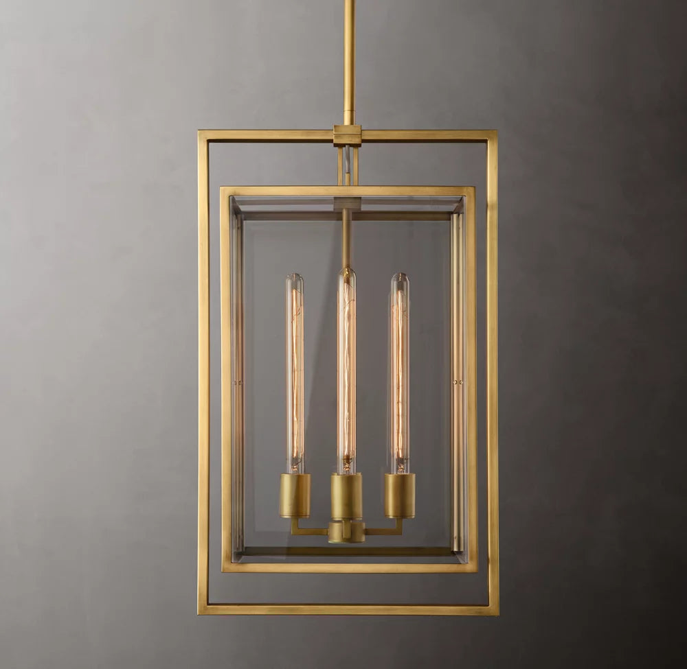 Clear Glass Box Lantern Pendant