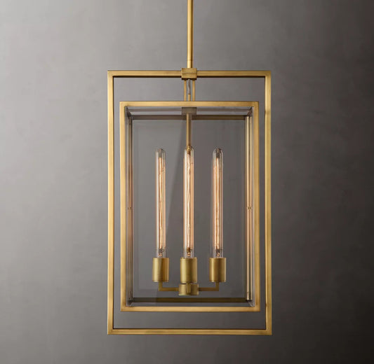 Clear Glass Box Lantern Pendant
