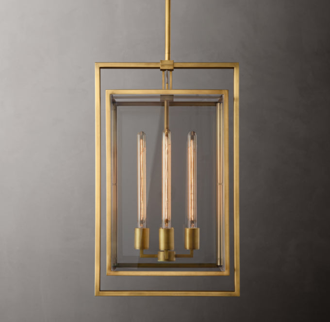 Clear Glass Box Lantern Pendant