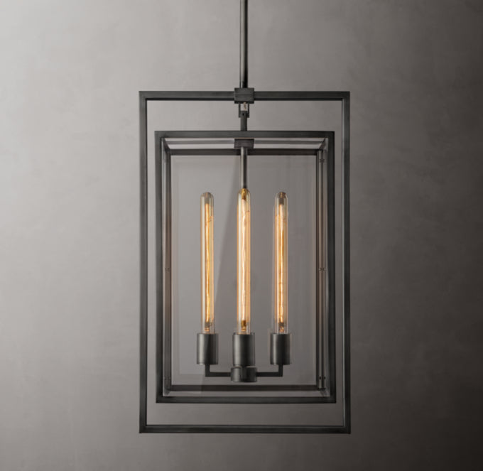 Clear Glass Box Lantern Pendant