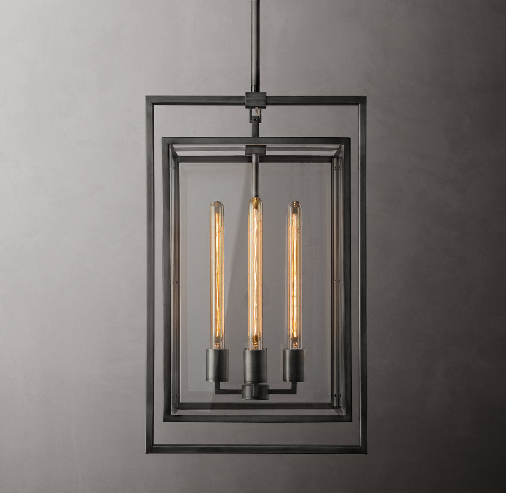 Clear Glass Box Lantern Pendant