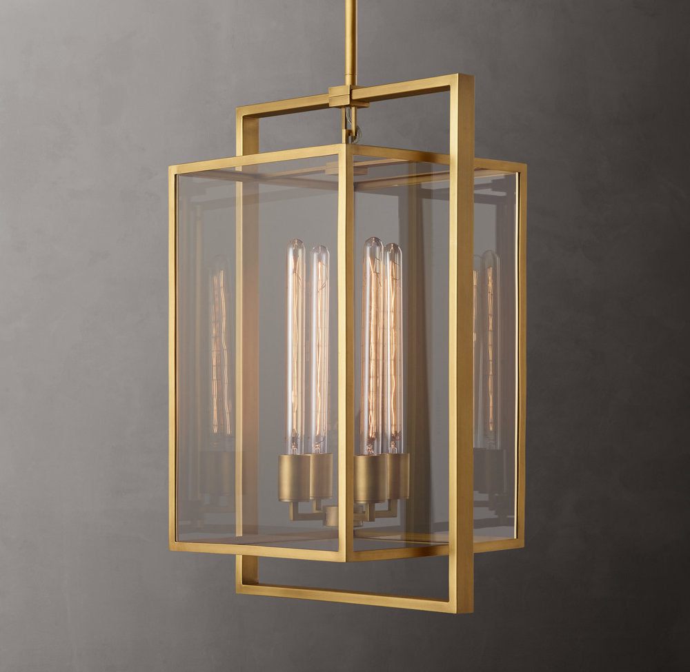 Clear Glass Box Lantern Pendant