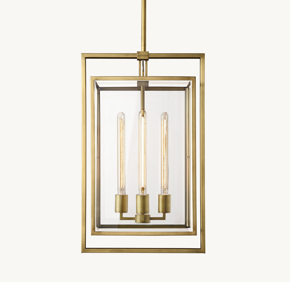 Clear Glass Box Lantern Pendant