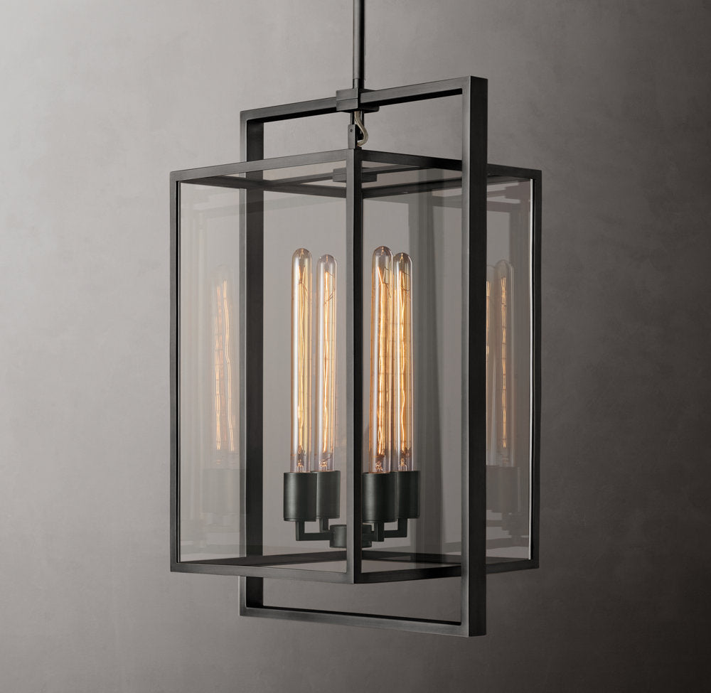 Clear Glass Box Lantern Pendant